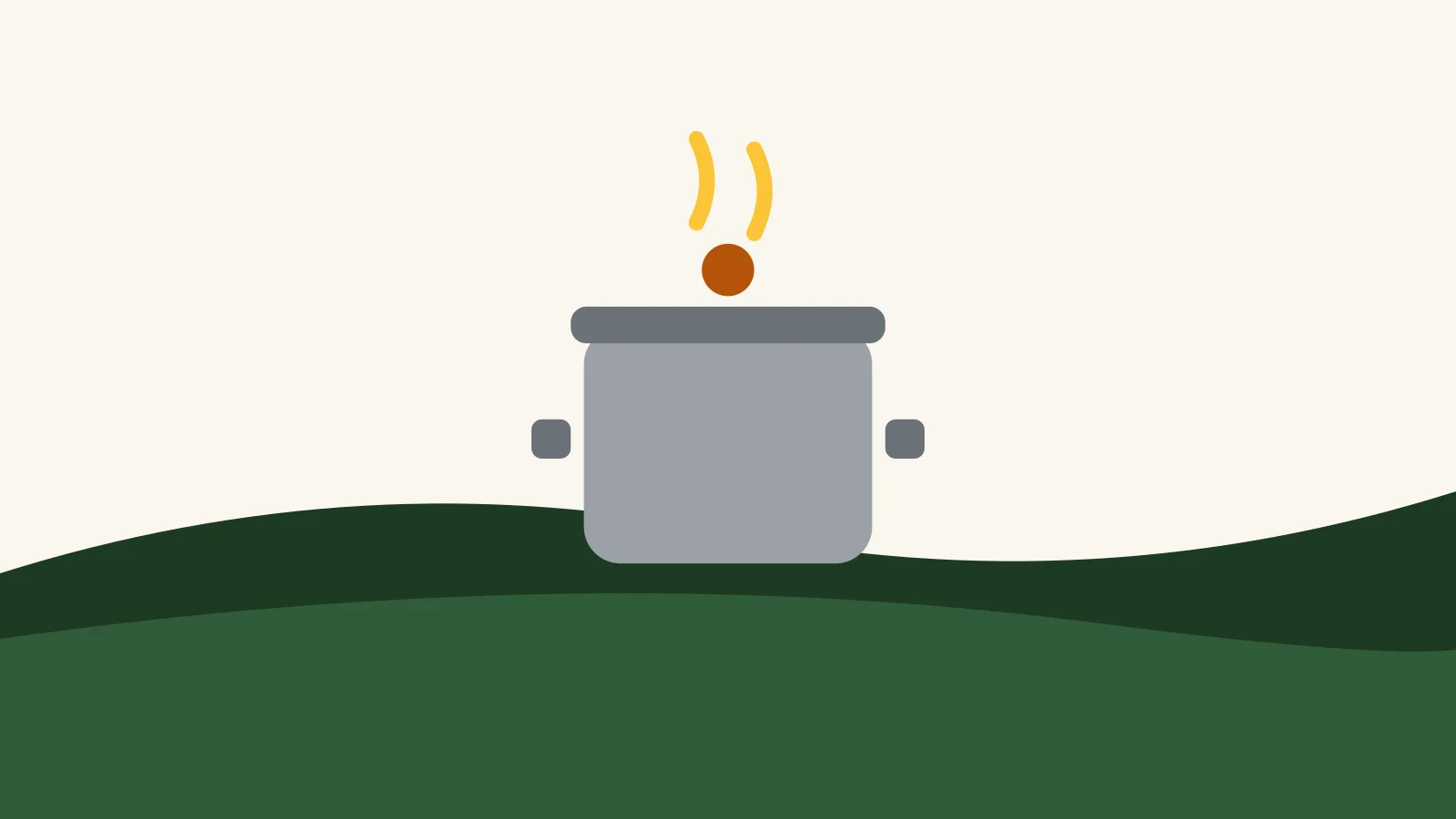 Flat illustration of a beginner canner at the stove with jars, a rack, and a dial-gauge pressure canner