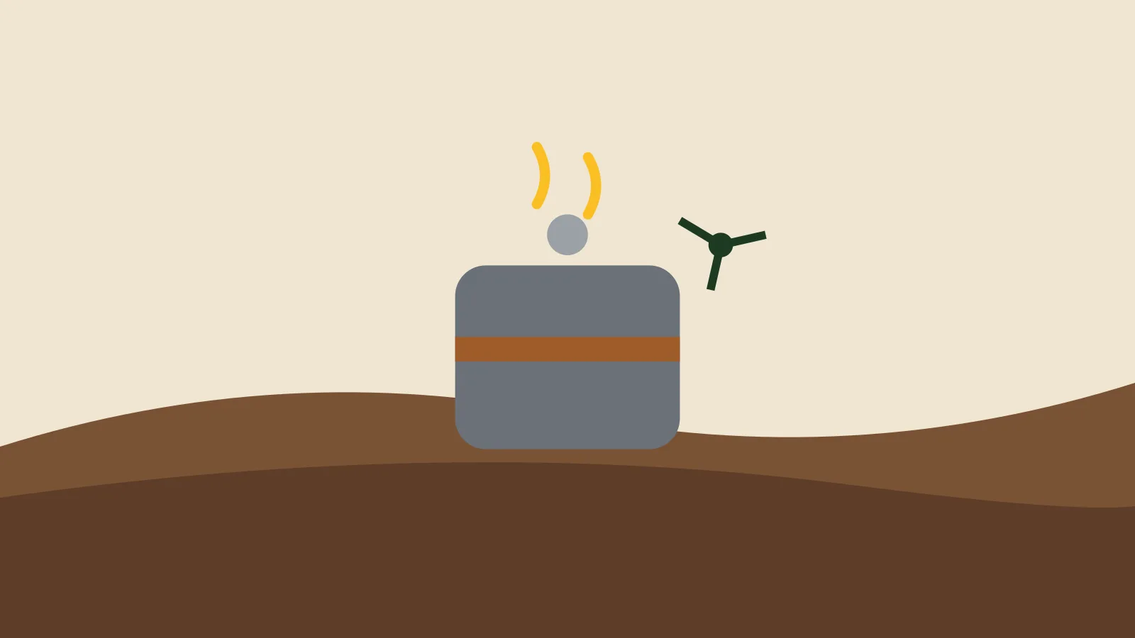 Flat illustration of a pin-type moisture meter with its pins pushed into the freshly split face of a log